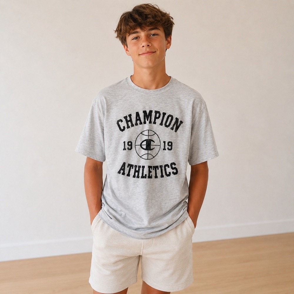Champion Boys L 14/16 Gray Athletics 1919 Basketball Graphic T-Shirt NWT